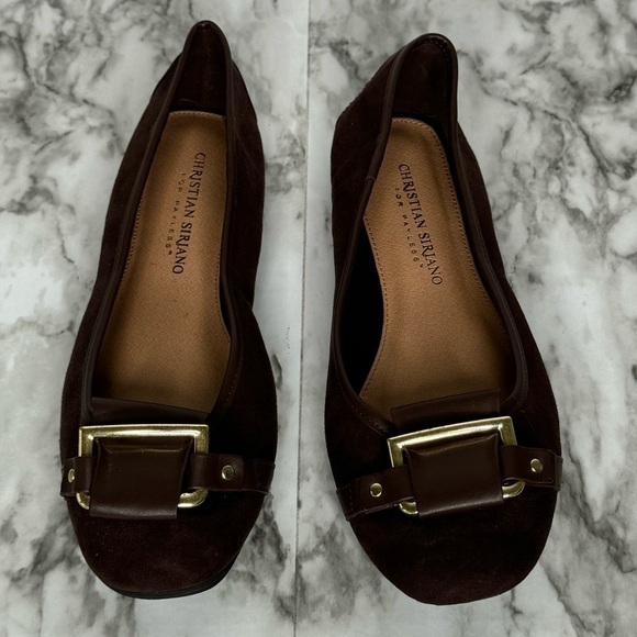 Christian Siriano for Payless Daphne Brown‎ Faux Leather Buckle Flats- Sz 6 - Picture 3 of 10